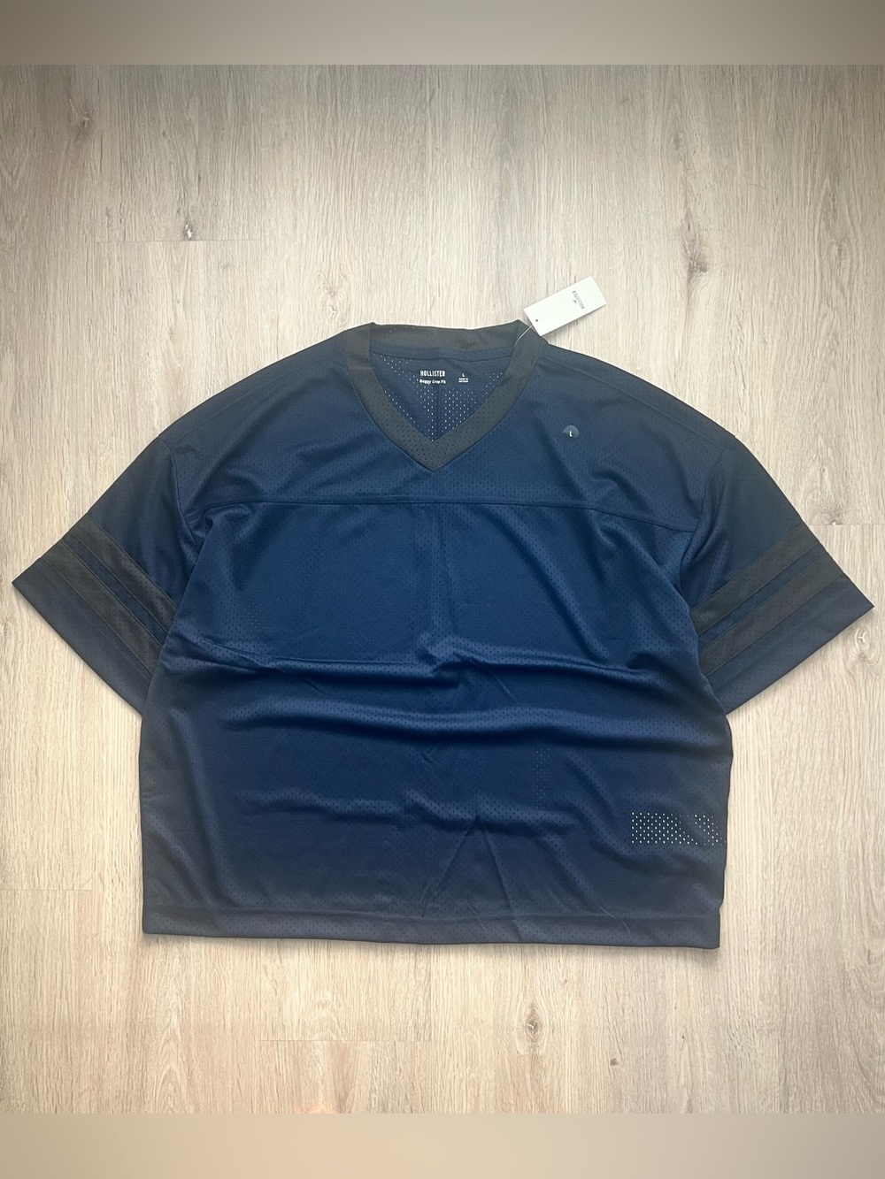 Vintage Y2K Hollister Navy Baggy Crop Jersey Mens Large Athletic Streetwear